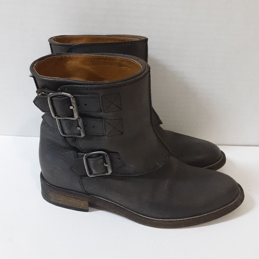 Via Roma 15 women leather biker boots  36 casual office retro gothic hippie Y2K
